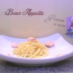 spaghetti al salmone in crema di parmigiano ed erba cipollina
